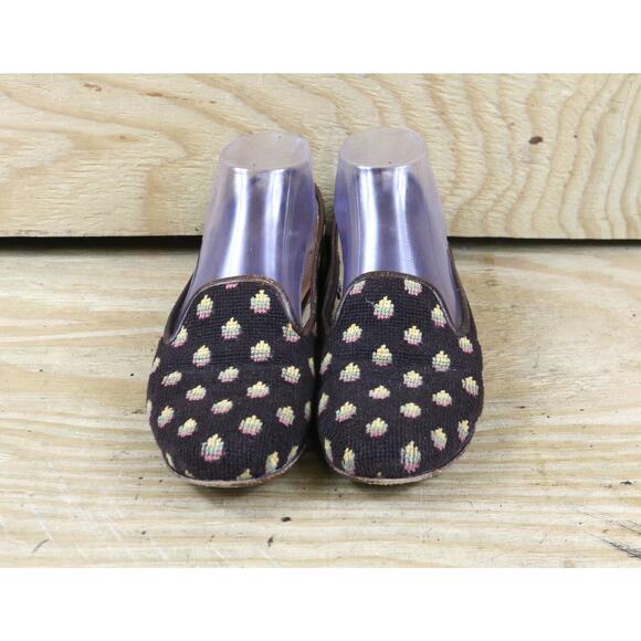 Stubbs Wootton Womens 7 Palm Beach Needlpoint Floral Loafers Slip On Shoes - Picture 2 of 7